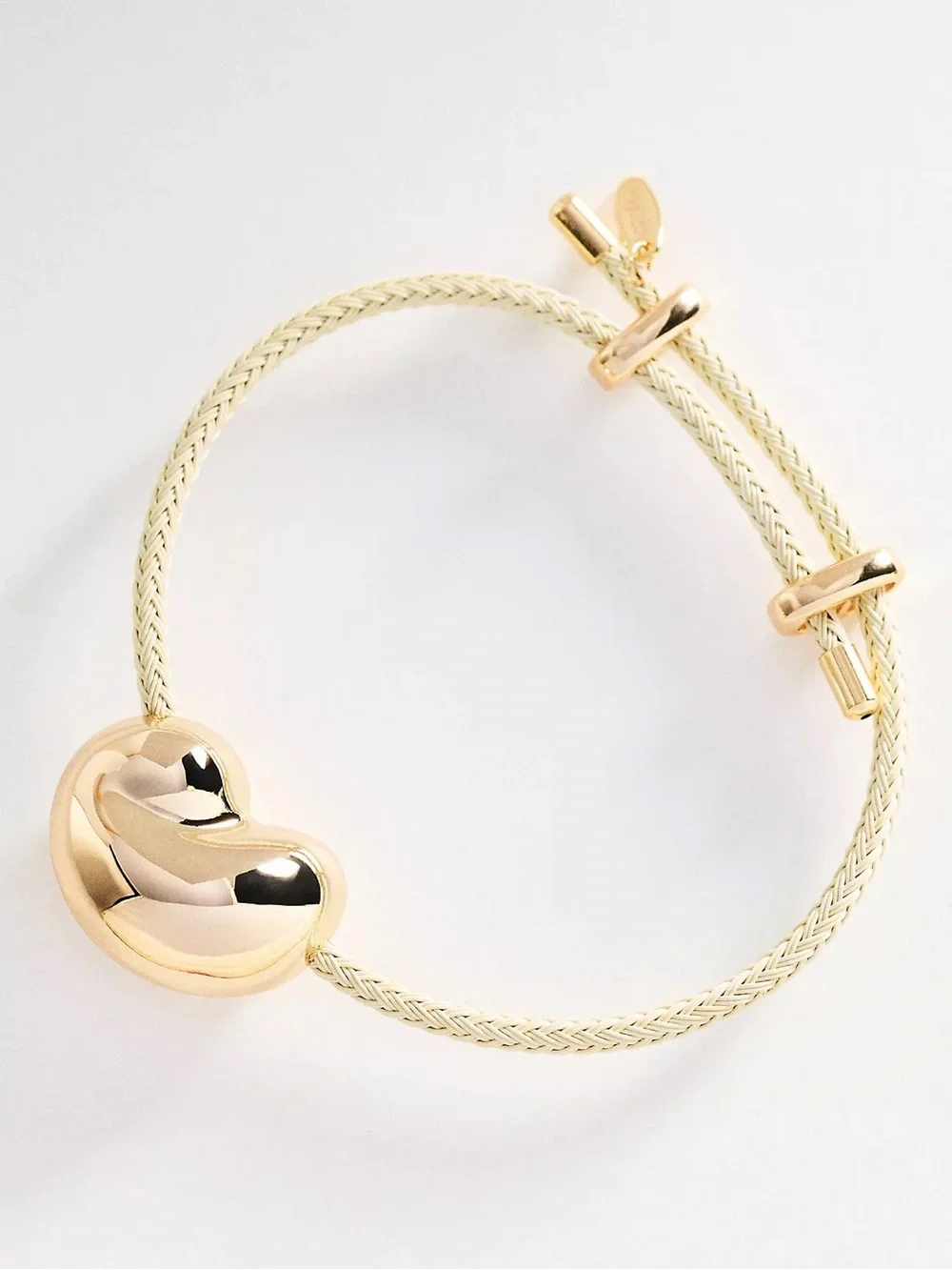 NWOT Anthropologie Serafina Bean Pendant Cord Bracelet ~ Gold Plated & Ivory 💛